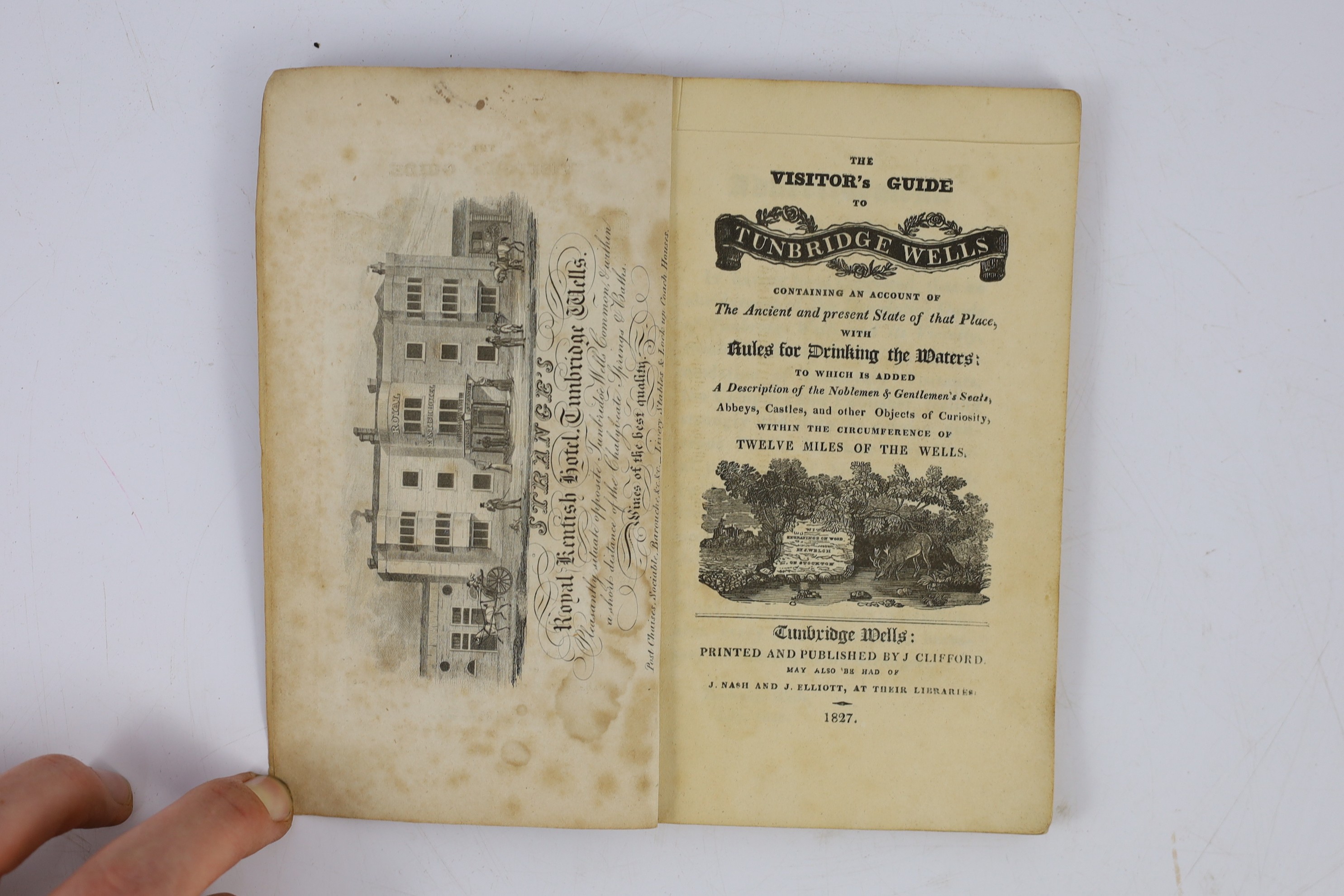 KENT, TUNBRIDGE WELLS: A Descriptive Guide of Tunbridge Wells and its Environs...pictorial vignette title, folded map; original printed boards, uncut. Tunbridge Wells: printed and published by J. Clifford...1818; The Vis